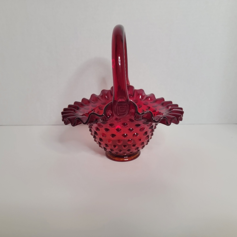 Fenton Ruby Red Hobnail Basket